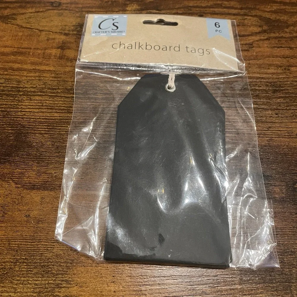 🐝Chalkboard Chalk Board Tags-6 Count- approx. 4-3/8 in x 2 in#️⃣0132